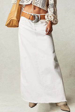 High-Waist Denim Maxi Skirt