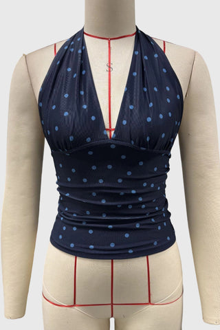 Polka Dot Cross-Halter Top