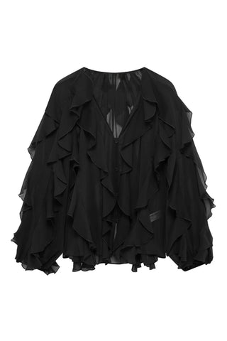 Ruffle Puff Sleeve Blouse