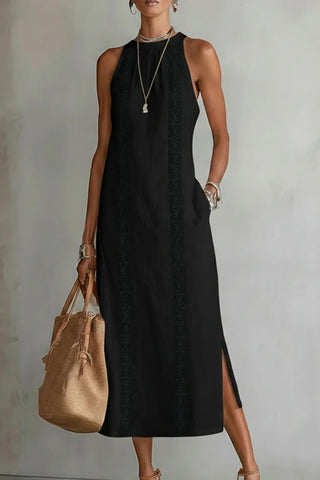 Sleeveless Midi Dress with Side Slits