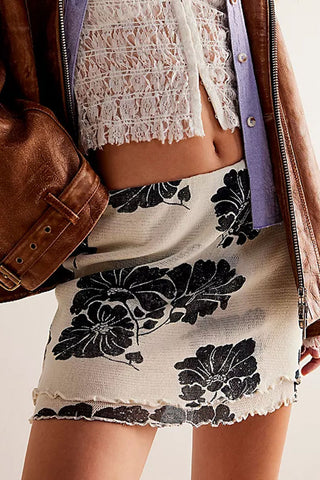 Floral Scalloped Hem Mini Skirt
