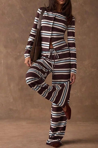 Striped Button Front Two Piece Set