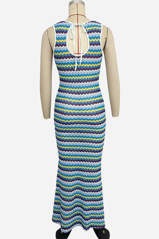 Striped Sleeveless Maxi Dress