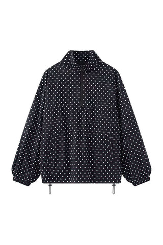 Polka Dot Half-Zip Pullover Jacket