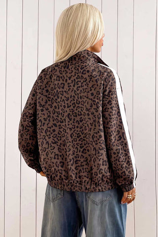 Cow Print Zip-Up Track Jacket