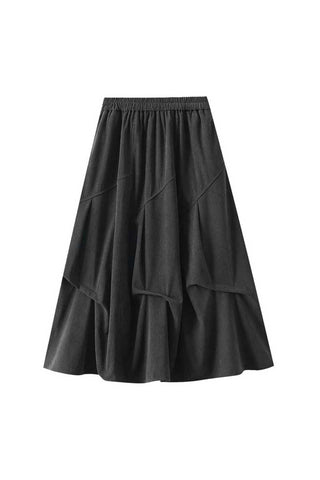 Smocked Waist Tiered Ruffle Midi Skirt