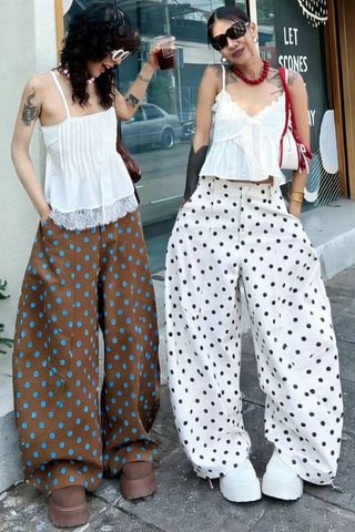 Polka Dot High-Waist Wide Leg Casual Pants