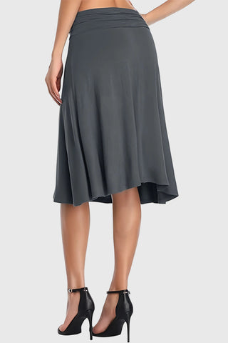 Ruched Waistband A-Line Midi Skirt