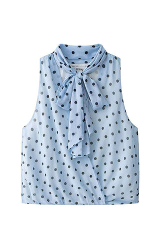 Polka Dot Bow Neck Tank Top