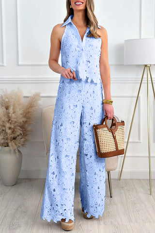 Sleeveless Lace Pants Set