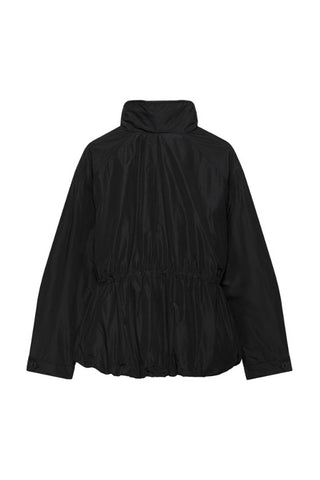 High-Collar Drawstring Waist Zip-Up Jacket
