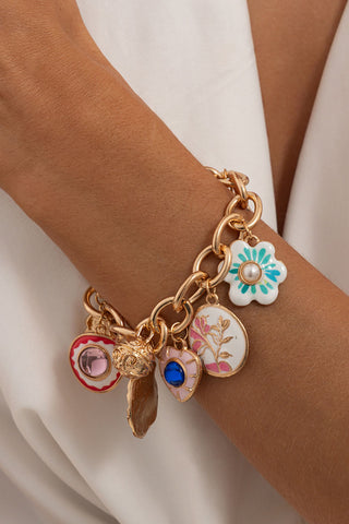 Tone Sun Charm Link Bracelet