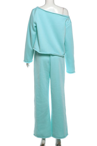 Off-Shoulder Long Sleeve Lounge Set