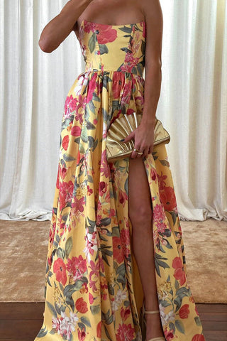 Floral Halter Tie-Back Maxi Dress