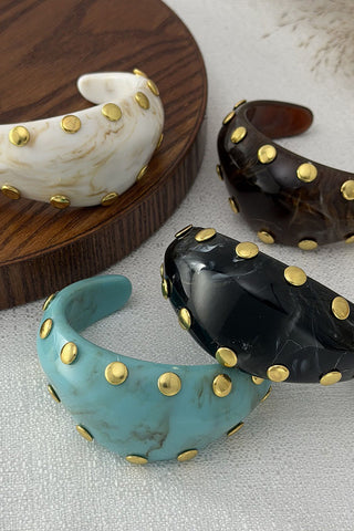 Marbled Studded Wide Cuff Bracelet