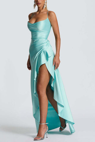 Ruffle High-Low Spaghetti Strap Casual Dress
