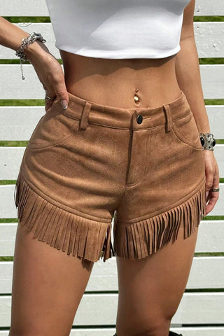 Fringe Hem Casual Shorts