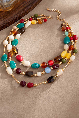Multi-Strand Polished Stone Bead Necklace