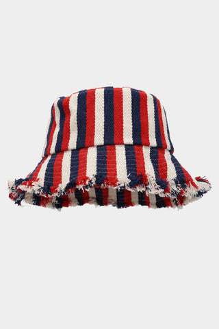 Striped Fringe Bucket Hat