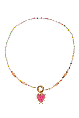 Heart Pendant Beaded Necklace