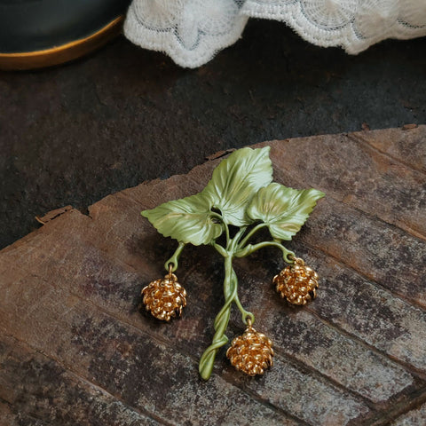 Floral Pearl Enamel Brooch