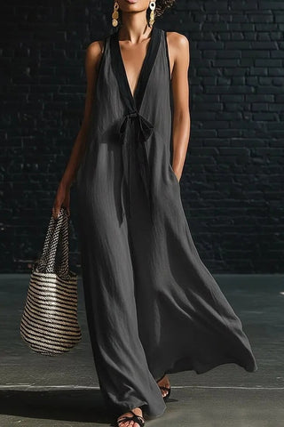 Sleeveless Tie-Front Casual Dress