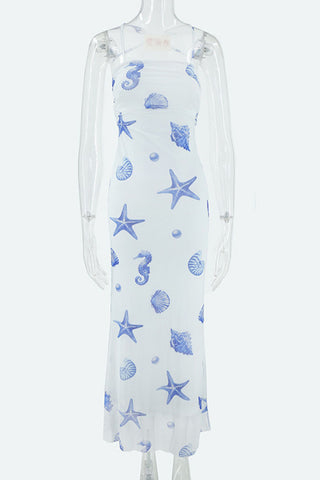 Floral Tie-Back Open Back Maxi Vacation Dress