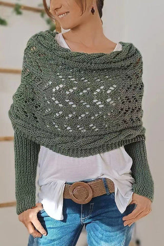 Pointelle Knit Cowl Neck Sweater