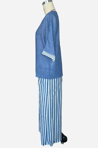 Striped Wide-Leg Pants Set