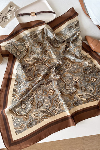 Paisley Print Satin Square Scarf