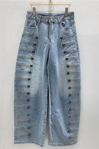 Button-Front High-Rise Wide Leg Jeans