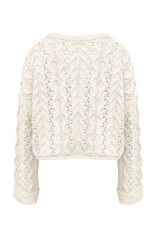 Cable Knit V-Neck Button Front Cardigan
