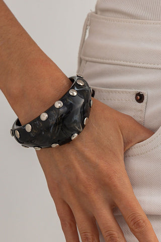 Marbled Studded Wide Cuff Bracelet