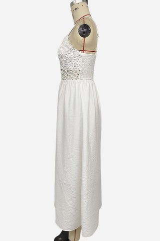 Lace-Trim Spaghetti Strap Midi Dress
