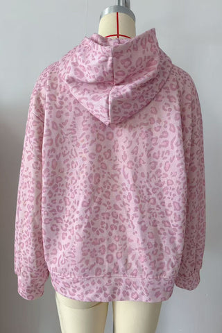 Leopard Print Long Sleeve Pullover Hoodie