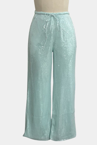 Sequin-Embellished Casual Pants