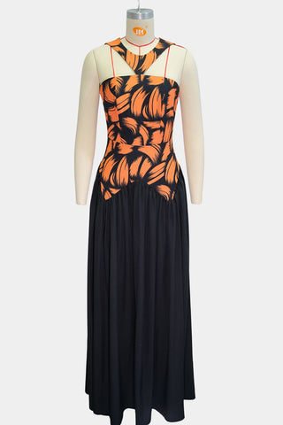 Halter Neck Maxi Dress with Flowing Skirt