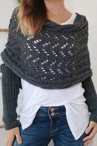 Pointelle Knit Cowl Neck Sweater