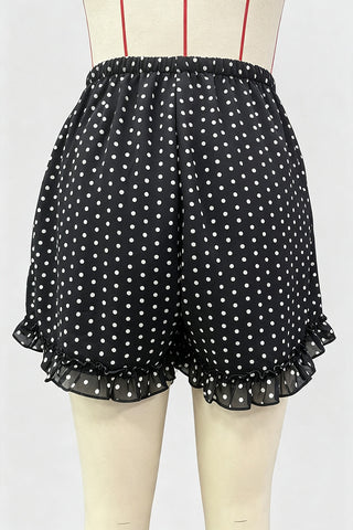 Polka Dot Ruffle Hem Casual Shorts