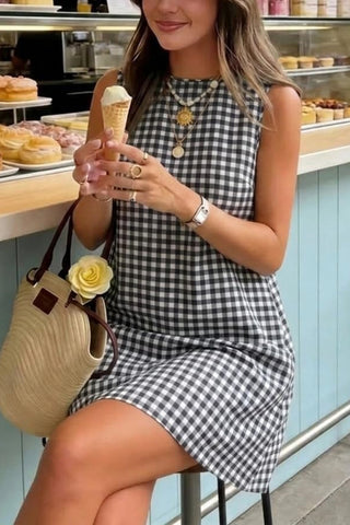 Sleeveless Gingham Dress