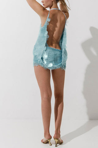 Sequin Halter Sleeveless Mini Dress