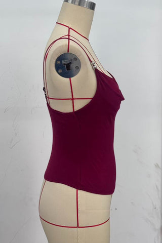 Beaded Strap Cowl Neck Cami Top