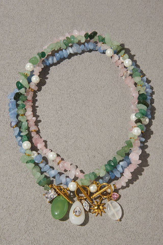 Chip Stone Toggle Charm Necklace