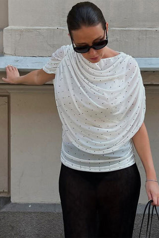 Draped Polka Dot Top