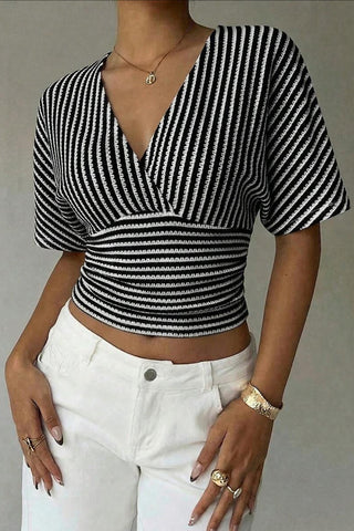 Striped Wrap-Front T-Shirt
