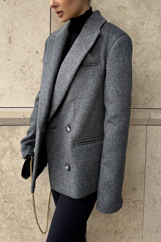 Double-Breasted Notched Lapel Blazer