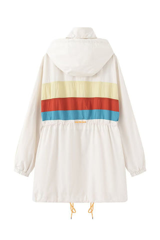 Contrast Panel Drawstring Hooded Jacket