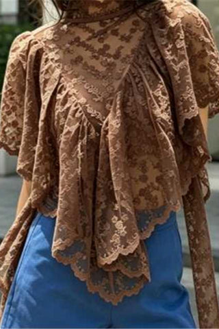 Floral Lace Ruffled Blouse