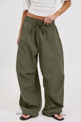Drawstring Wide-Leg Casual Pants