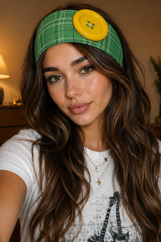 Plaid Button Headband